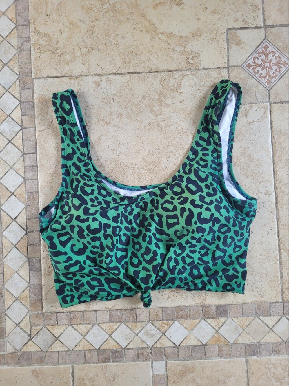 Coral Reef Green Leopard Print Tankini Top Swim